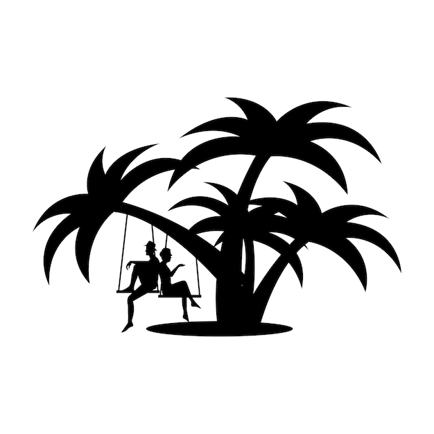 Vettore gratuito amante nel design del logo dell'icona della spiaggia