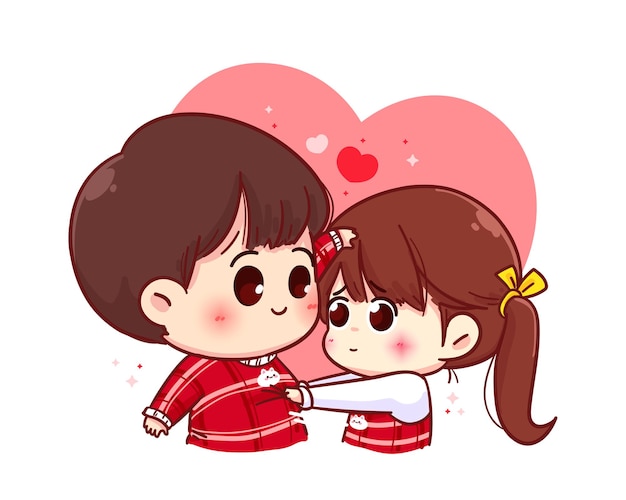 Lovers couple, happy valentine, cartoon character illustration