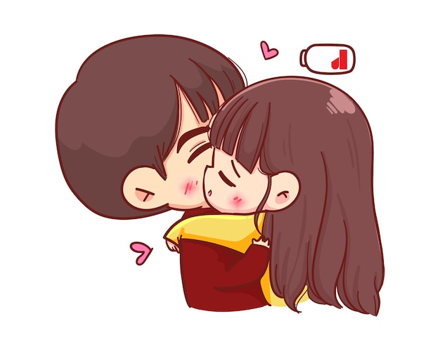 ハグ キス カップル イラスト
