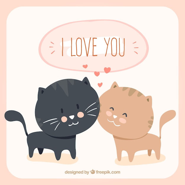 Free vector loving cats cartoon