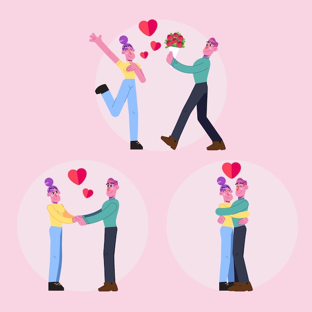 Free vector loving couple collection