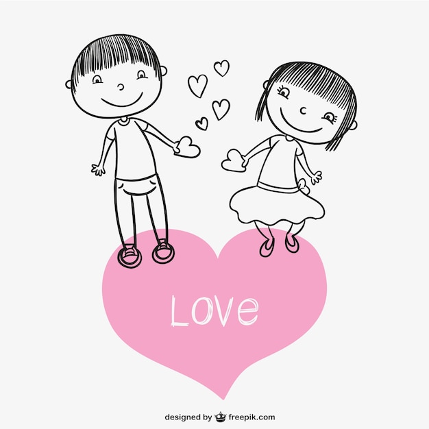 Free vector loving couple drawing