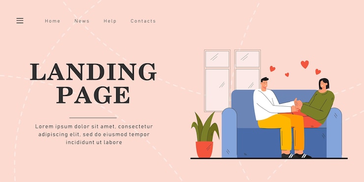Free Vector loving couple sitting on couch together. flat vector illustration. man and woman hugging in living room on sofa. family, love, home, romance, relax, date concept for banner design or landing page