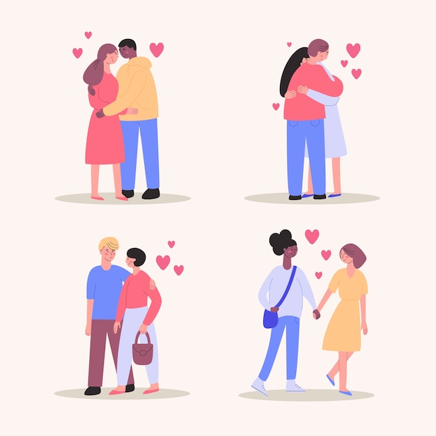 Free vector loving couples collection