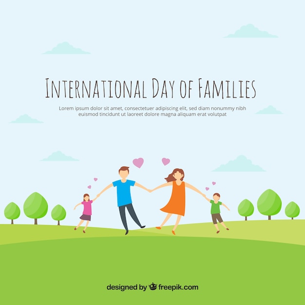 Free vector loving family background in the field