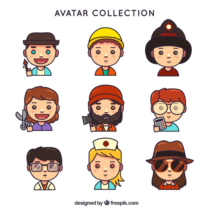 무료 Vector 엄청나게 노동자 아바타 팩