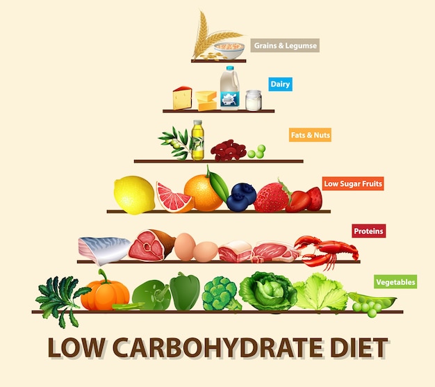 Diagramma di dieta a basso contenuto di carboidrati