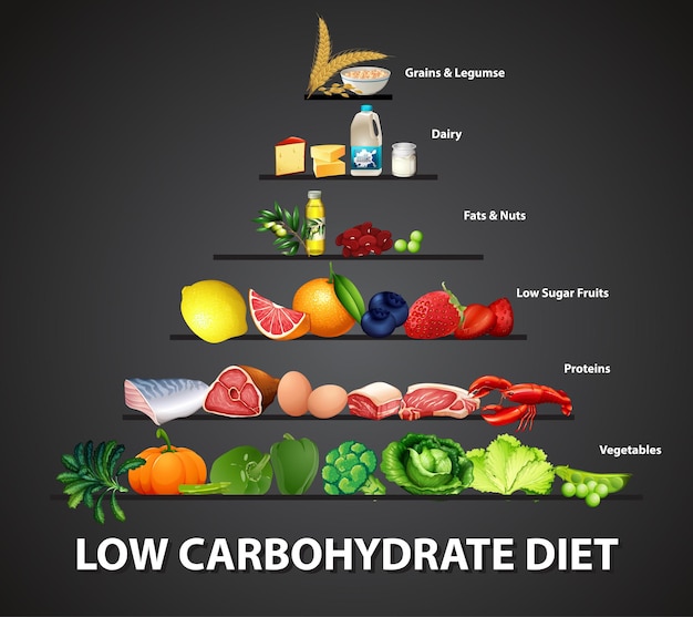 Free vector low carbohydrate diet diagram