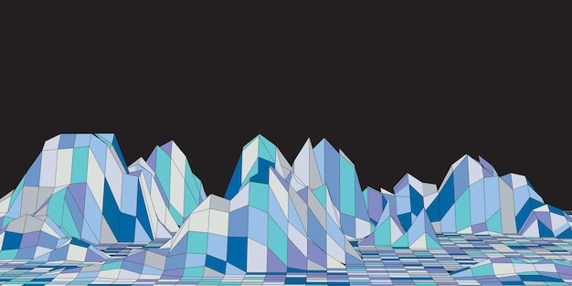 Low poly abstract wireframe landscape design