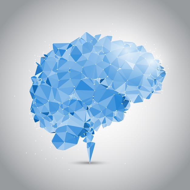 Free vector low poly brain design with connecting dots