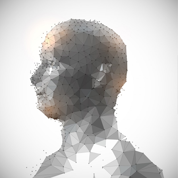 Low poly design in the shape of a human head