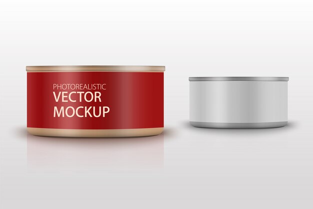 Download Premium Vector Low Profile Matte Tuna Can With Label On White Background Photo Realistic Packaging Template With Sample Design 3d Illustration Yellowimages Mockups