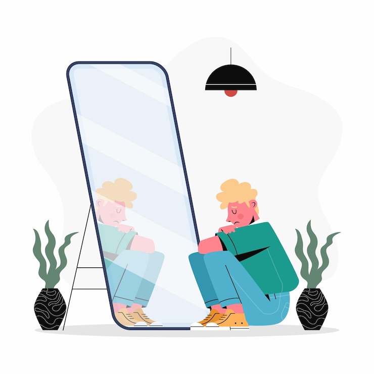 Free Vector low self esteem flat design illustration