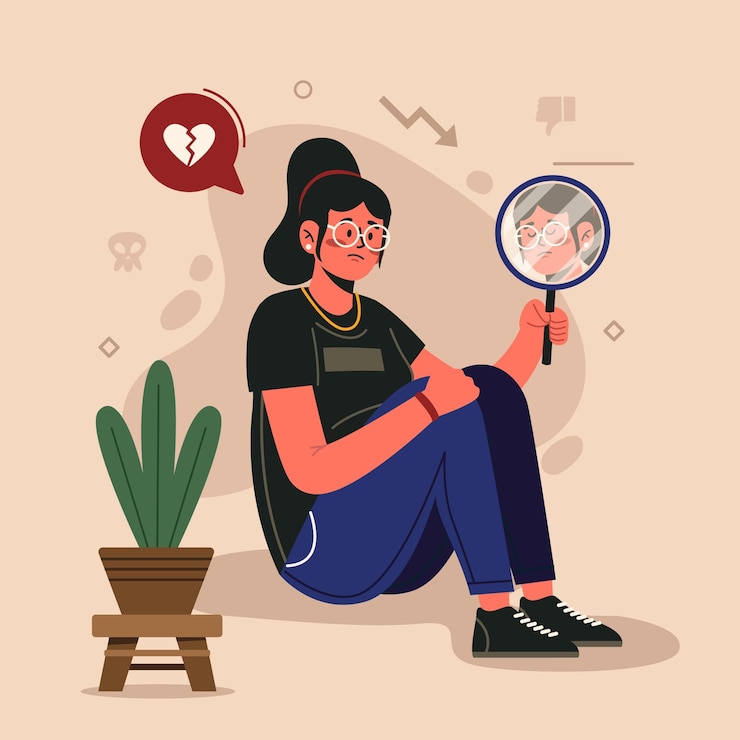 Free Vector low self-esteem illustration