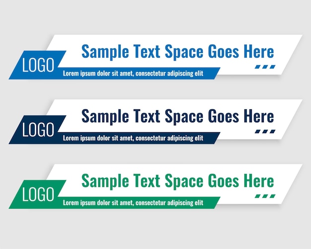 Free vector lower third banner template in three colors