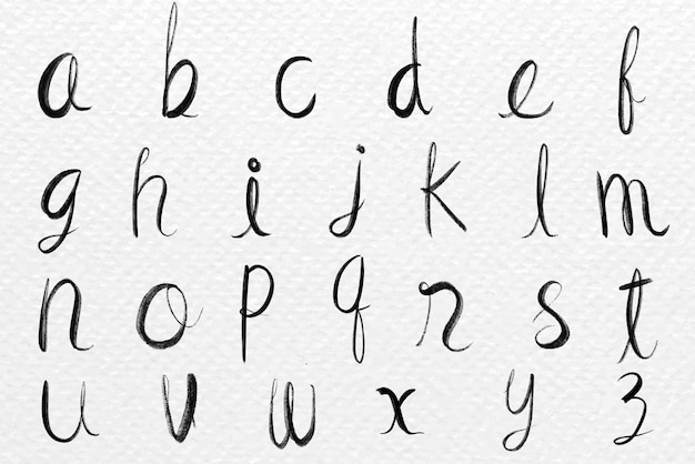Vettore gratuito alfabeto vettoriale minuscolo set di caratteri di calligrafia corsiva