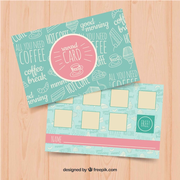 Loyalty card template with coffee coupons