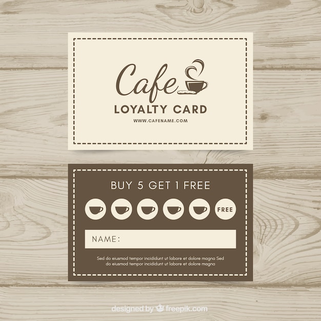 Free vector loyalty card template with coffee coupons