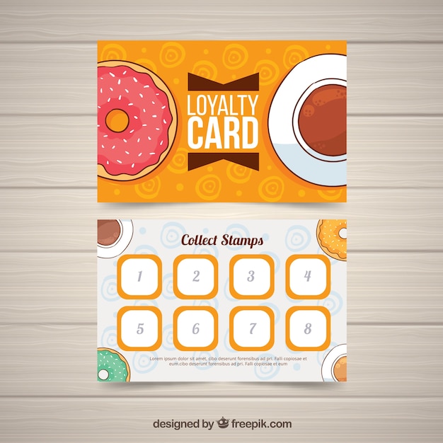 Free vector loyalty card template with coffee coupons