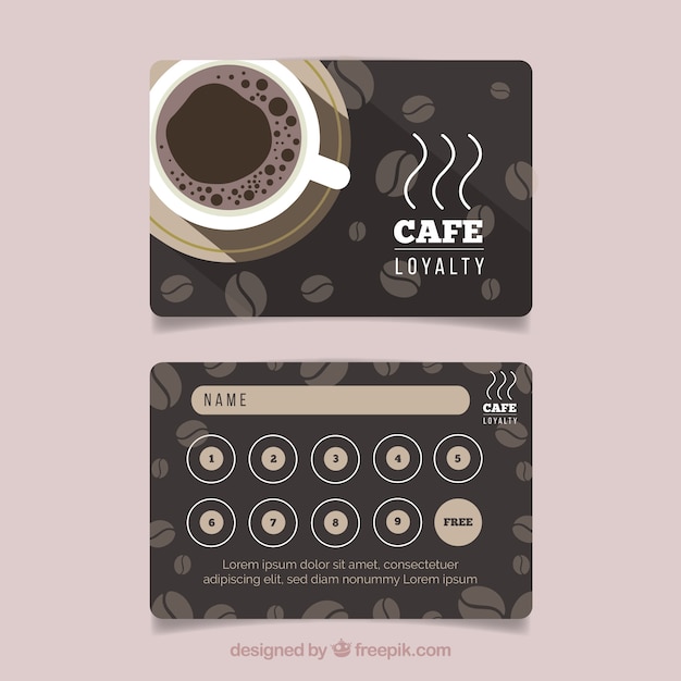 Modello di carta fedeltà con coupon caffè