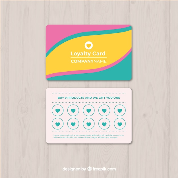 Free vector loyalty card template with colors