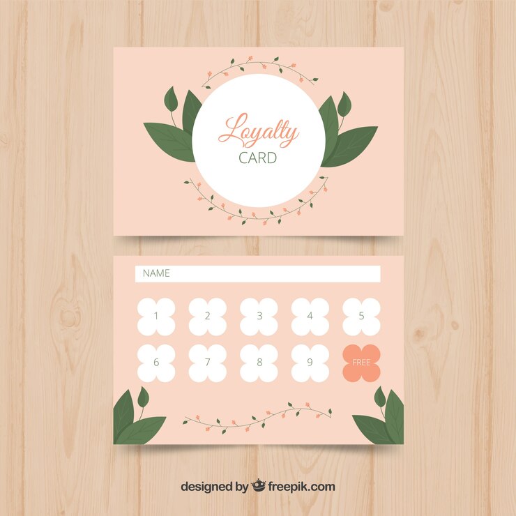 Free Vector loyalty card template with floral concept