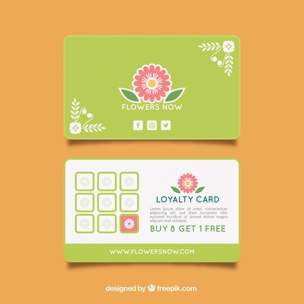 Loyalty card template with floral style