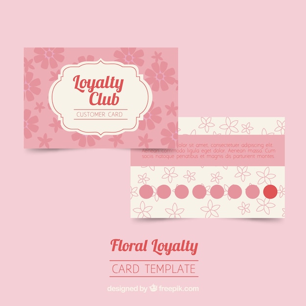 Free vector loyalty card template with flowers