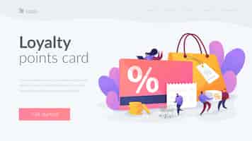 Free vector loyalty points card landing page template