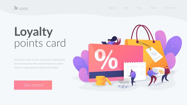 Free Vector loyalty points card landing page template