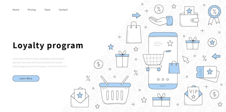 Free Vector loyalty program banner with doodle illustration