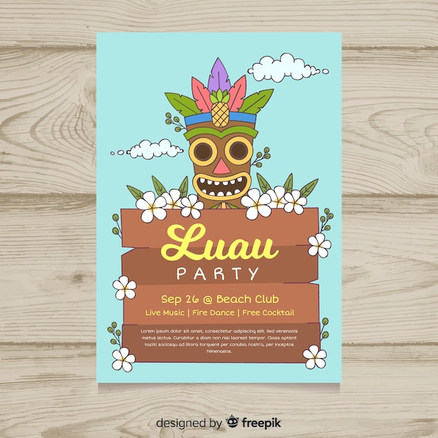 Free vector luau party flyer