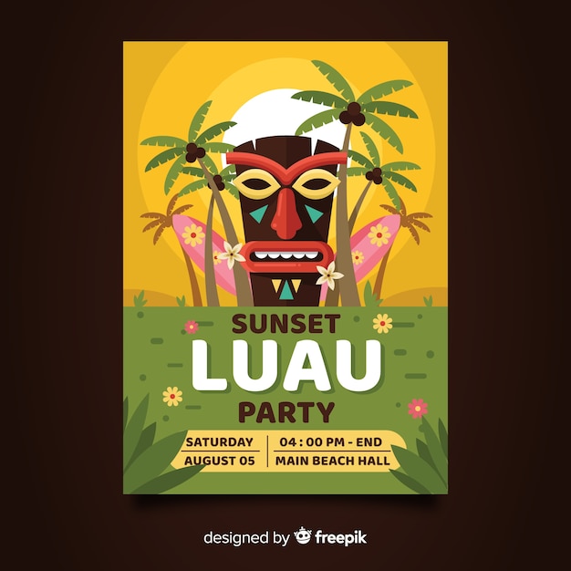 Vettore gratuito volantino festa di luau