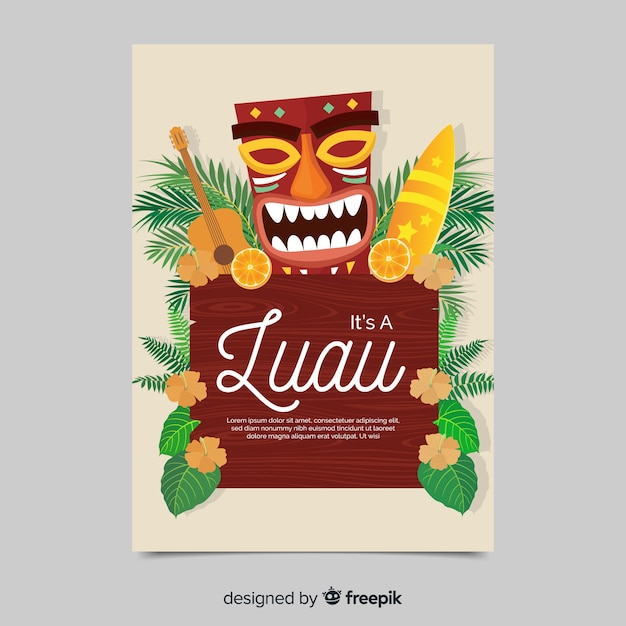 Vettore gratuito volantino festa di luau