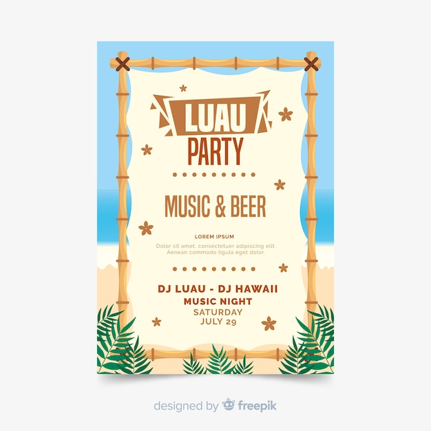 Free vector luau party flyer
