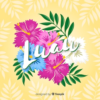 Луау слово hawaiian цветы фон