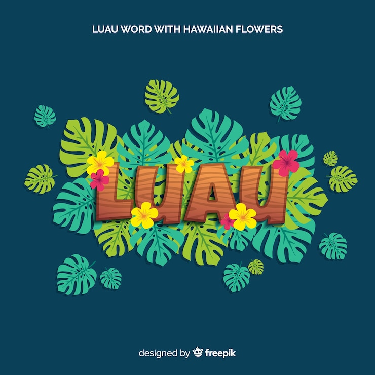 Free Vector luau word hawaiian flowers background