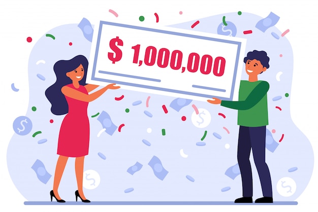 Free vector lucky couple winning grant