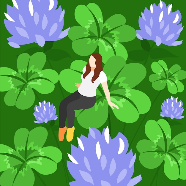 Free vector lucky symbols floral background