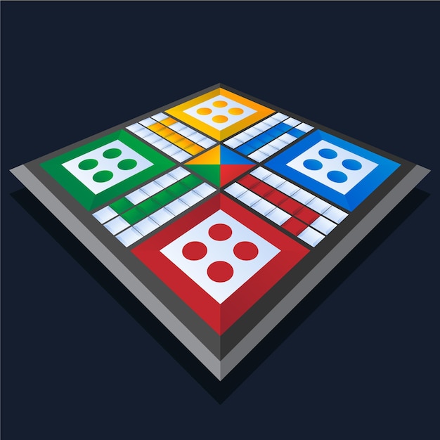 Vettore gratuito gioco da tavolo ludo in una prospettiva diversa