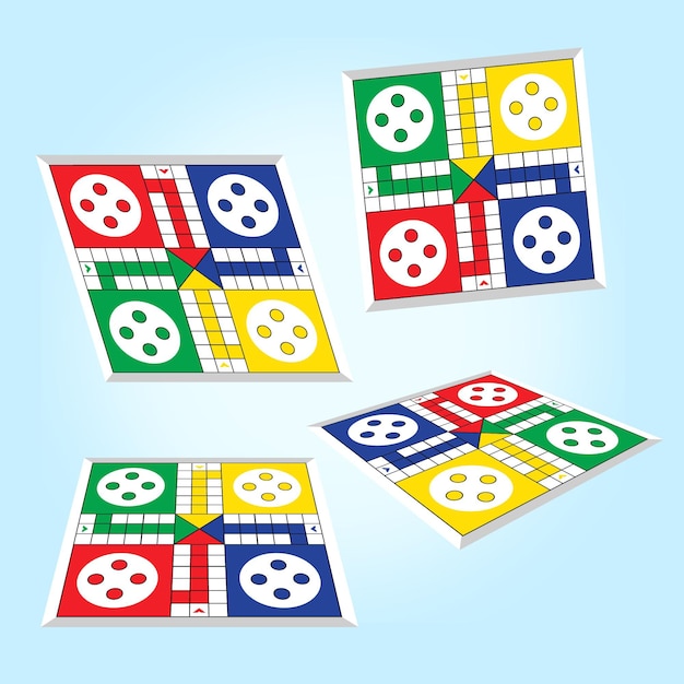 Free vector ludo board game in different perspectives