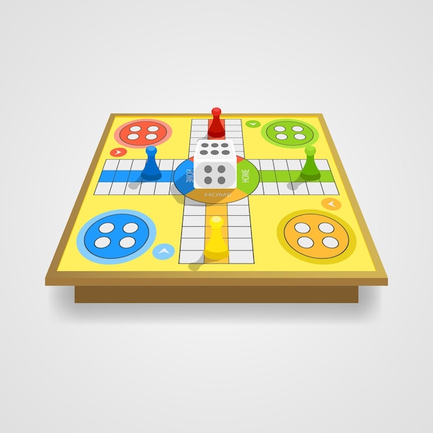 Vettore gratuito gioco da tavolo ludo in diverse prospettive