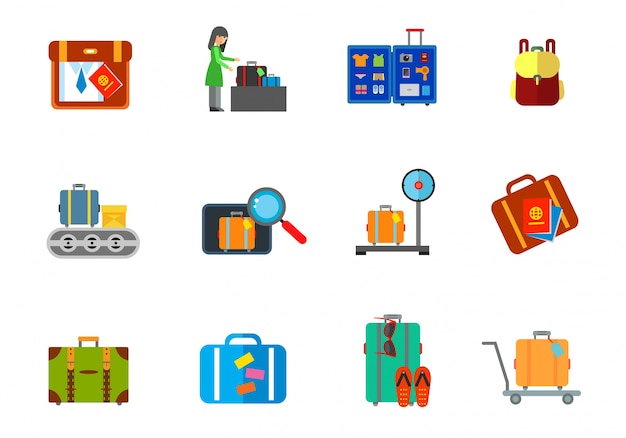 Free vector luggage icon set