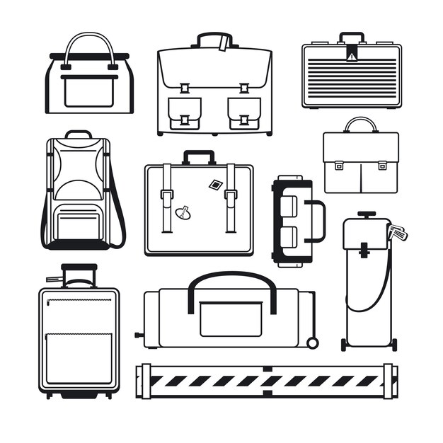 Luggages set. Bags and suitcases