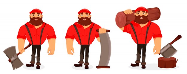 Lumberjack woodsman outdoors cartoon poster | Free Vector