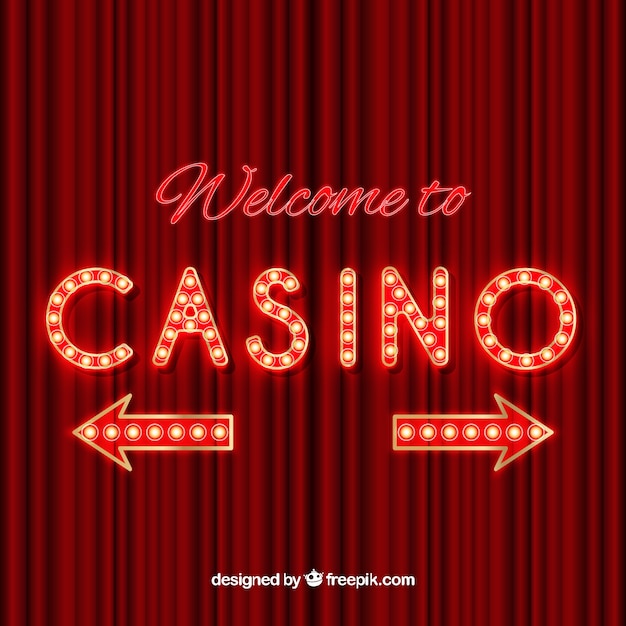 Luminous casino sign with arrows