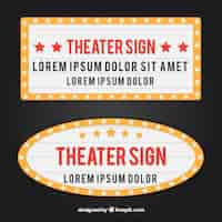 Free vector luminous theater retro signboard set