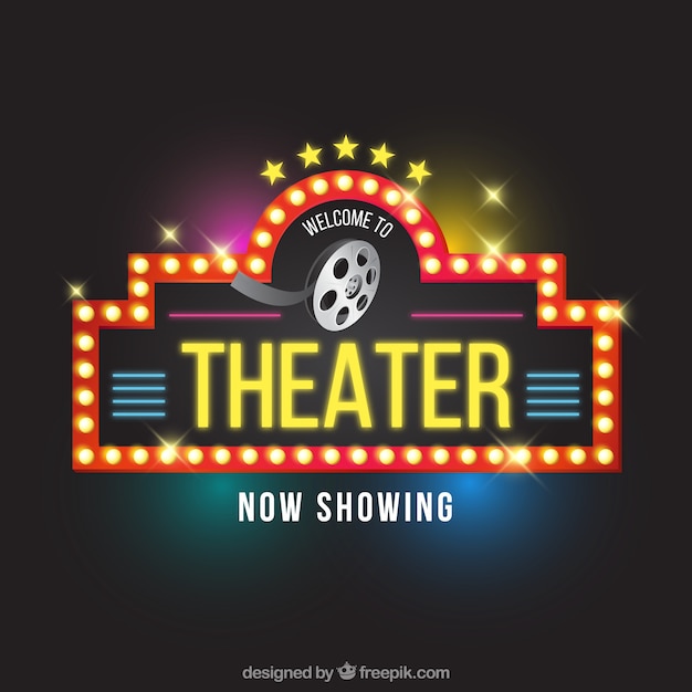 Luminous theater sign in vintage style