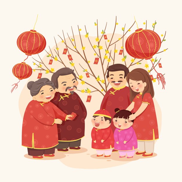 Lunar new year of a traditional family