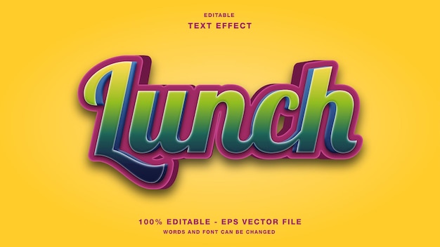 Lunch 3d style editable text effect